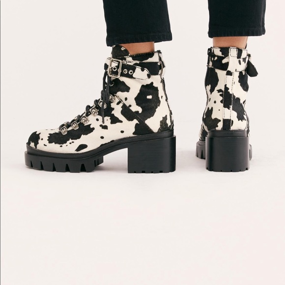 Jeffrey Campbell Printed Check Lace Up Boot Cow - Picture 3 of 8